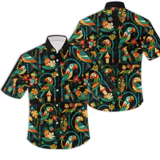 Native Tiki Tiki Parrot Cheers 3D Hawaiian Shirts Gift For Your Girlfriend Boyfriend Gift For Love Gift For Friend Best Valentine Present Holiday Gift