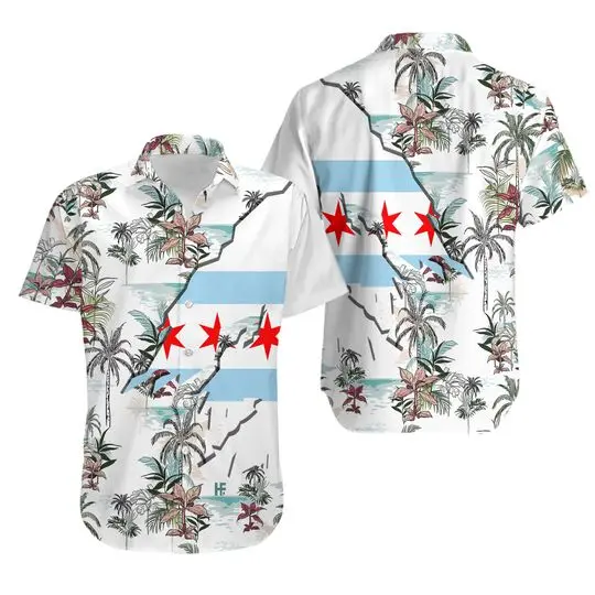 Navy Chicago Hawaiian Shirt Gift For Your Girlfriend Boyfriend Gift For Love Gift For Friend Best Valentine Present Holiday Gift
