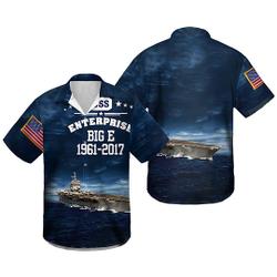 Navy USS Enterprise CVN-65 Enterprise Class Hawaiian Shirt Gift For Your Girlfriend Boyfriend Gift For Love Gift For Friend Best Valentine Present Holiday Gift