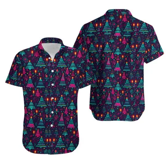Neon Christmas Button Down Hawaiian Shirt Gift For Your Girlfriend Boyfriend Gift For Love Gift For Friend Best Valentine Present Holiday Gift