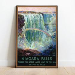Niagara Falls Vintage Travel Poster Restored Premium Matte Vertical Poster Meaningful Gift For Family Gift For Boyfriend Valentine Gift Birthday Gift Holiday Gift
