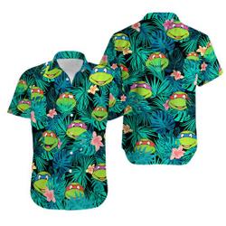 Ninja Turtles Face Floral Hawaiian Shirt Gift For Your Girlfriend Boyfriend Gift For Love Gift For Friend Best Valentine Present Holiday Gift