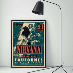 Nirvana poster, nirvana concert poster, vintage poster Meaningful Gift For Family Gift For Boyfriend Valentine Gift Birthday Gift Holiday Gift