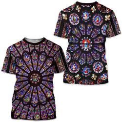 ND and Chartres Stained Glass All Over Print Shirt Meaningful Gift For Family Gift For Boyfriend Valentine Gift