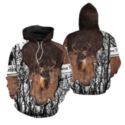 Novelty Deer Hunting Hoodie, Deer 3D Hoodie