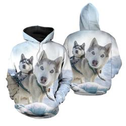 Novelty Siberian Husky Print 3D Hoodie Animal Hoodies