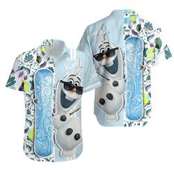 Olaf Frozen Floral Hawaii Beach Pattern Disney Hawaiian Button Down Shirt Gift For Your Girlfriend Boyfriend Gift For Love Gift For Friend Best Valentine Present Holiday Gift