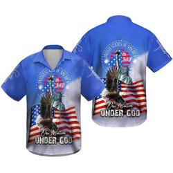 One Nation Under God American Flag Eagle And The Statue Of Liberty Hawaiian Shirt Gift For Your Girlfriend Boyfriend Gift For Love Gift For Friend Best Valentine Present Holiday Gift