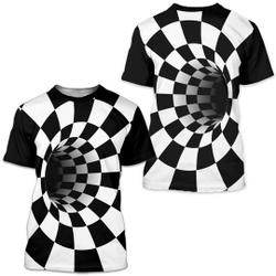 Optical Illusion Black and White Asymmetrical 3D T Shirt Meaningful Gift For Family Gift For Boyfriend Valentine Gift