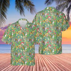 Orange Bird & Tiki Friends - Disney World Inspired Men's Button Down Short-Sleeved Shirt Gift For Your Girlfriend Boyfriend Gift For Love Gift For Friend Best Valentine Present Holiday Gift