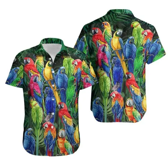 Parrot Family Colorful Tropical Hawaiian Shirt Gift For Your Girlfriend Boyfriend Gift For Love Gift For Friend Best Valentine Present Holiday Gift