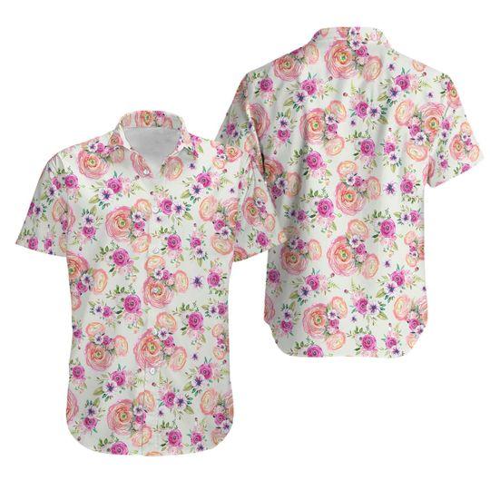 Peachy Floral Minnie Ears Disney Hawaiins Shirt Gift For Your Girlfriend Boyfriend Gift For Love Gift For Friend Best Valentine Present Holiday Gift