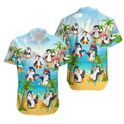 Penguin On The Beach Funny Aloha Hawaiian Shirt Gift For Your Girlfriend Boyfriend Gift For Love Gift For Friend Best Valentine Present Holiday Gift