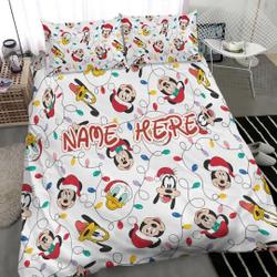Personalized Christmas Mickey Quilt Bedding Set Gift For Your Girlfriend Boyfriend Gift For Love Gift For Friend Best Valentine Present Holiday Gift