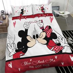Personalized Disney Mickey and Minnie Bedding Set Gift For Your Girlfriend Boyfriend Gift For Love Gift For Friend Best Valentine Present Holiday Gift