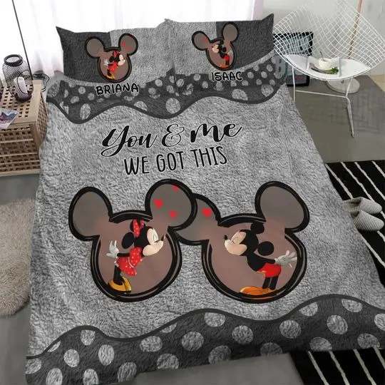 Personalized Disney Mickey and Minnie Bedding Set Gift For Your Girlfriend Boyfriend Gift For Love Gift For Friend Best Valentine Present Holiday Gift