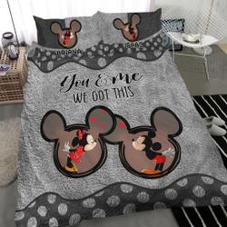 Personalized Disney Mickey and Minnie Bedding Set Gift For Your Girlfriend Boyfriend Gift For Love Gift For Friend Best Valentine Present Holiday Gift
