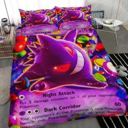 Personalized Gengar Covers Bedding Set,Twin Full Queen King Cover Pillow CaseGift For Your Girlfriend Boyfriend Gift For Love Gift For Friend Best Valentine Present Holiday Gift