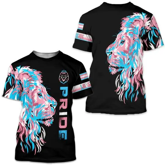 Personalized LGBT Lion Pride Transgender Black 3D Unisex Shirt Meaningful Gift For Family Gift For Boyfriend Valentine Gift