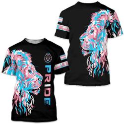 Personalized LGBT Lion Pride Transgender Black 3D Unisex Shirt Meaningful Gift For Family Gift For Boyfriend Valentine Gift