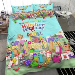 Personalized NumberBlocks Bedding Set Gift For Your Girlfriend Boyfriend Gift For Love Gift For Friend Best Valentine Present Holiday Gift