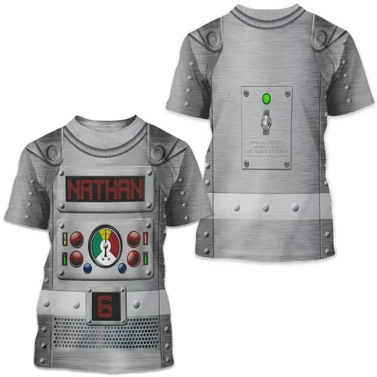 Personalized Robot Shirt, Boys Retro Robot Birthday Shirt 3D Meaningful Gift For Family Gift For Boyfriend Valentine Gift