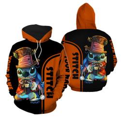 Personalized Stitch Hoodie, Stitch Mad Hatter Hoodie