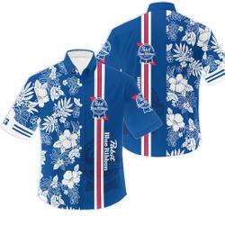 Personalized Tropical Hibiscus Pabst Blue Ribbon Hawaii Shirt Gift For Your Girlfriend Boyfriend Gift For Love Gift For Friend Best Valentine Present Holiday Gift