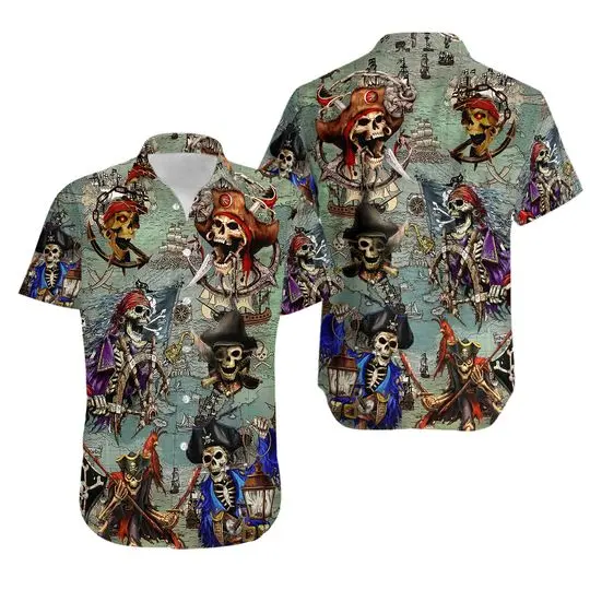 Pirate Skull Hawaiian Shirts Gift For Your Girlfriend Boyfriend Gift For Love Gift For Friend Best Valentine Present Holiday Gift