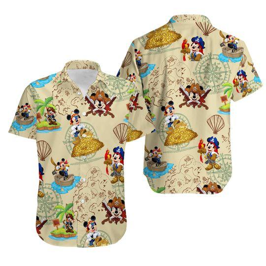 Pirates Mickey Mouse 3D All Over Print Hawaiian Shirt Gift For Your Girlfriend Boyfriend Gift For Love Gift For Friend Best Valentine Present Holiday Gift