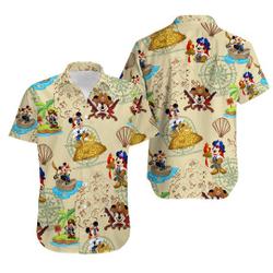 Pirates Mickey Mouse 3D All Over Print Hawaiian Shirt Gift For Your Girlfriend Boyfriend Gift For Love Gift For Friend Best Valentine Present Holiday Gift