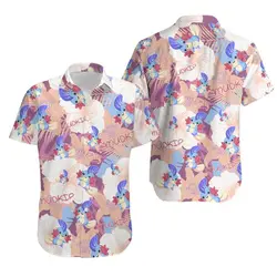 PKM Mudkip Hawaiian Flowers Pattern Shirt Gift For Your Girlfriend Boyfriend Gift For Love Gift For Friend Best Valentine Present Holiday Gift