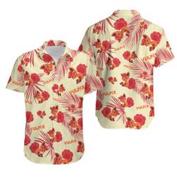 PKM Vulpix Hawaiian Palm Leaves Pattern shirt, PKM Birthday Hawaiian Shirt Gift For Your Girlfriend Boyfriend Gift For Love Gift For Friend Best Valentine Present Holiday Gift