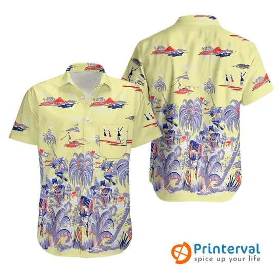 Vintage 1940s Size L Duke Kahanamoku Village Border Rayon Hawaiian Shirt Gift For Your Girlfriend Boyfriend Gift For Love Gift For Friend Best Valentine Present Holiday Gift
