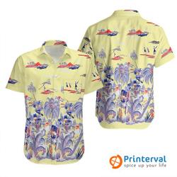 Vintage 1940s Size L Duke Kahanamoku Village Border Rayon Hawaiian Shirt Gift For Your Girlfriend Boyfriend Gift For Love Gift For Friend Best Valentine Present Holiday Gift