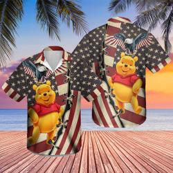 Pooh Bear Hawaiian shirt 4th July US Flag Patriot Day Disney Winnie the Pooh Hawaii shirt Gift For Your Girlfriend Boyfriend Gift For Love Gift For Friend Best Valentine Present Holiday Gift