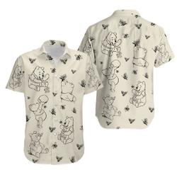 Pooh Button Shirt, Winnie The Pooh Button Up Shirt Gift For Your Girlfriend Boyfriend Gift For Love Gift For Friend Best Valentine Present Holiday Gift