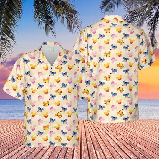 Pooh & Friends Mouse Ears - Disney Winnie The Pooh Inspired Men's Button Down Short-Sleeved Shirt Gift For Your Girlfriend Boyfriend Gift For Love Gift For Friend Best Valentine Present Holiday Gift