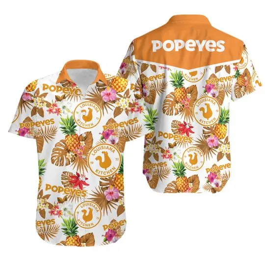 Popeyes pineapple kitchen Tropical Flower Aloha Hawaiian Shirts Gift For Your Girlfriend Boyfriend Gift For Love Gift For Friend Best Valentine Present Holiday Gift