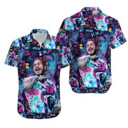 Post Malone Hawaiian Shirts, Posty Hawai Shirt Gift For Your Girlfriend Boyfriend Gift For Love Gift For Friend Best Valentine Present Holiday Gift
