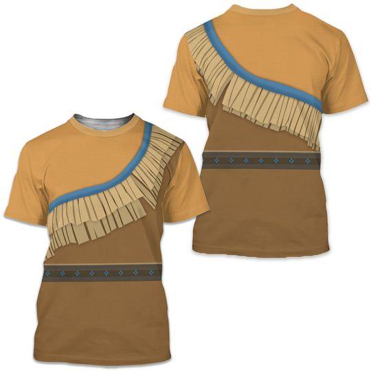 Princess Pocahontas Halloween Cosplay 3D T-Shirt Meaningful Gift For Family Gift For Boyfriend Valentine Gift