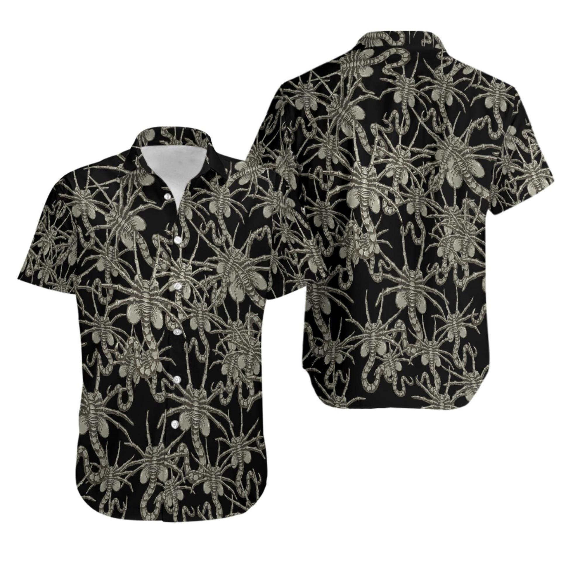 Alien Face Hugger Hawaiian Shirt 3D, Fatherday Gifts, Vacation Shirt Gift For Your Girlfriend Boyfriend Gift For Love Gift For Friend Best Valentine Present Holiday Gift