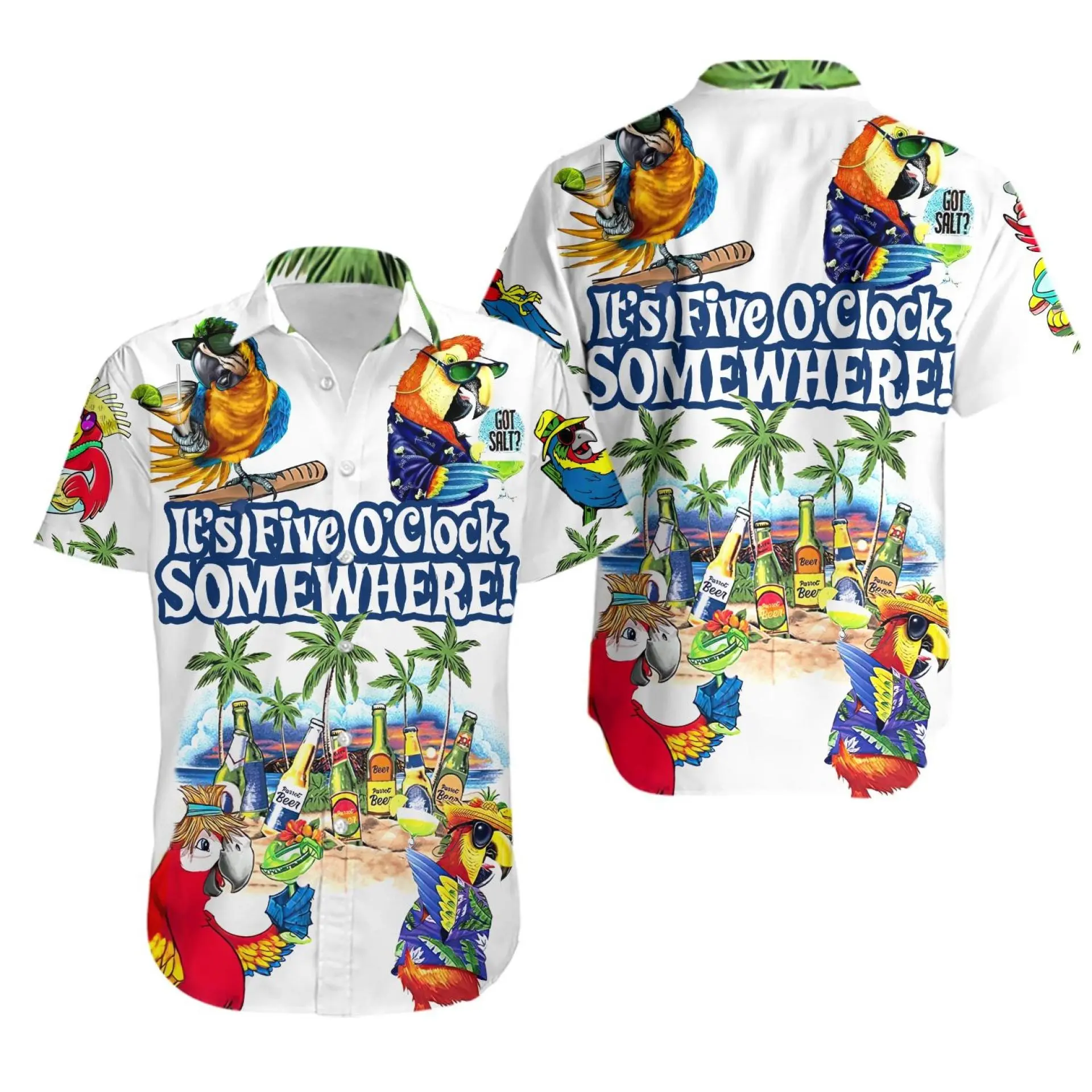It's Five O'Clock Somewhere Parrot Hawaiian Shirt Gift For Your Girlfriend Boyfriend Gift For Love Gift For Friend Best Valentine Present Holiday Gift