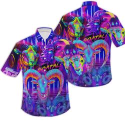 Neon Goat Purple Hawaiian Shirt Gift For Your Girlfriend Boyfriend Gift For Love Gift For Friend Best Valentine Present Holiday Gift