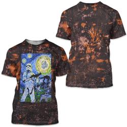 Star Wars Stormtrooper Starry Night Custom Bleached Tie Dye T-Shirt Meaningful Gift For Family Gift For Boyfriend Valentine Gift