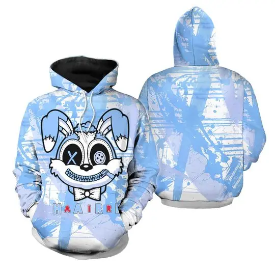 To Match JD 6 UNC University Blue - Air Rabit - University Blue 6s Matching 3D Hoodie