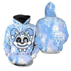 To Match JD 6 UNC University Blue - Air Rabit - University Blue 6s Matching 3D Hoodie