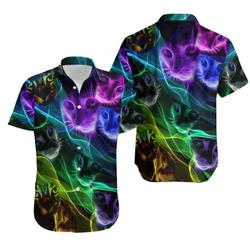 Cat Awesome Flash Neon Style Hawaiian Shirt Gift For Your Girlfriend Boyfriend Gift For Love Gift For Friend Best Valentine Present Holiday Gift