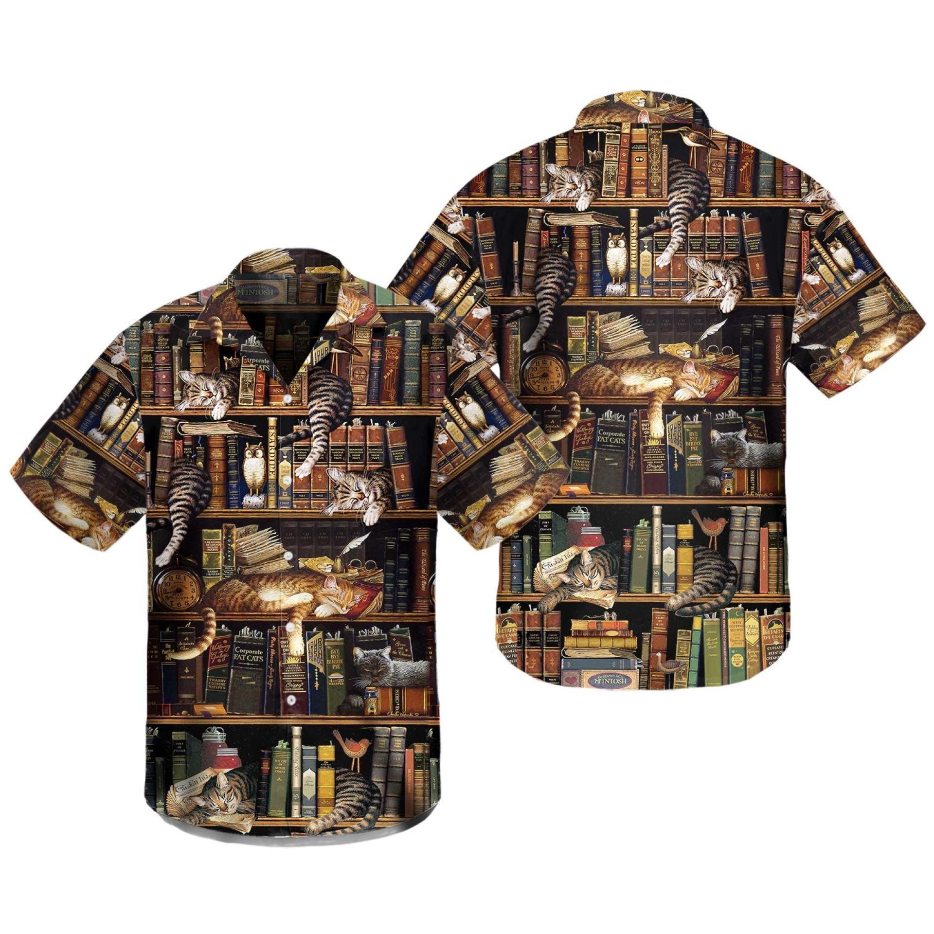 Book And Cat Sleep Hawaiian Shirt Gift For Your Girlfriend Boyfriend Gift For Love Gift For Friend Best Valentine Present Holiday Gift