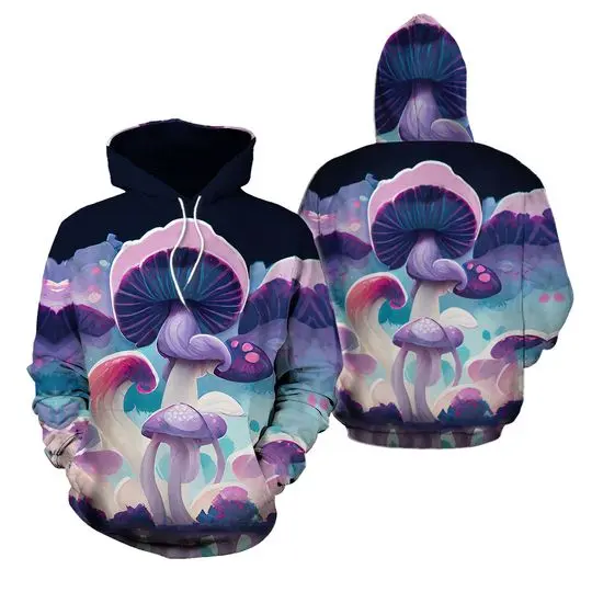 Purple Mushroom Hoodie - Trippy Artwork Hoodies - Music Festival Clothing